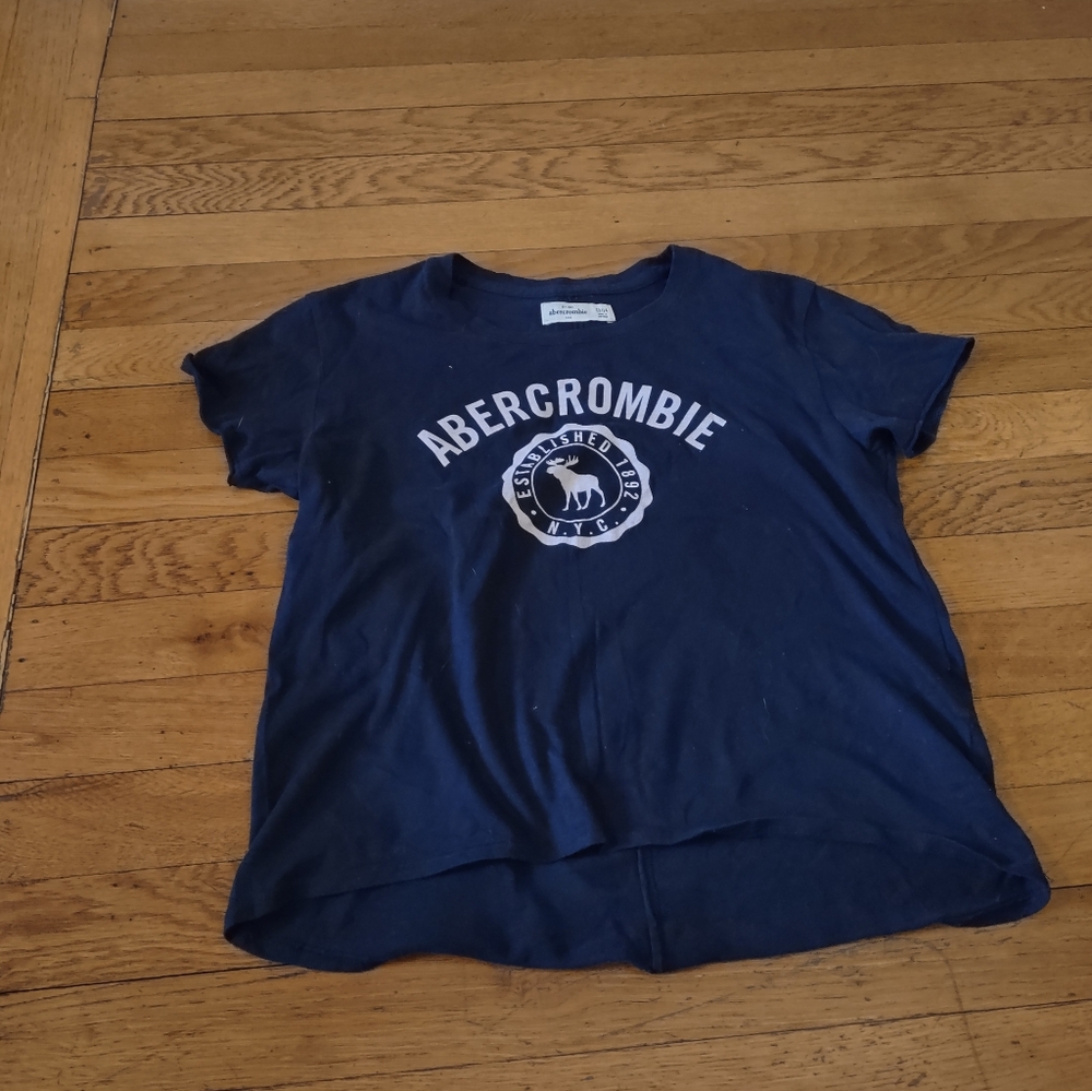 Abercrombie Kids Navy Blue Moose Logo Graphic Tee Size 13/14 Preppy Y2K Summer
